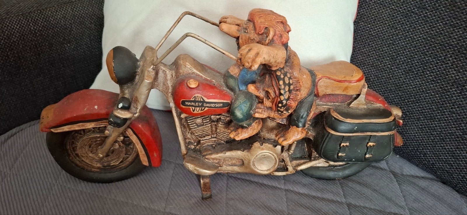 Troll op Harley Davidson motorfiets beeldje, Ophalen, Gebruikt