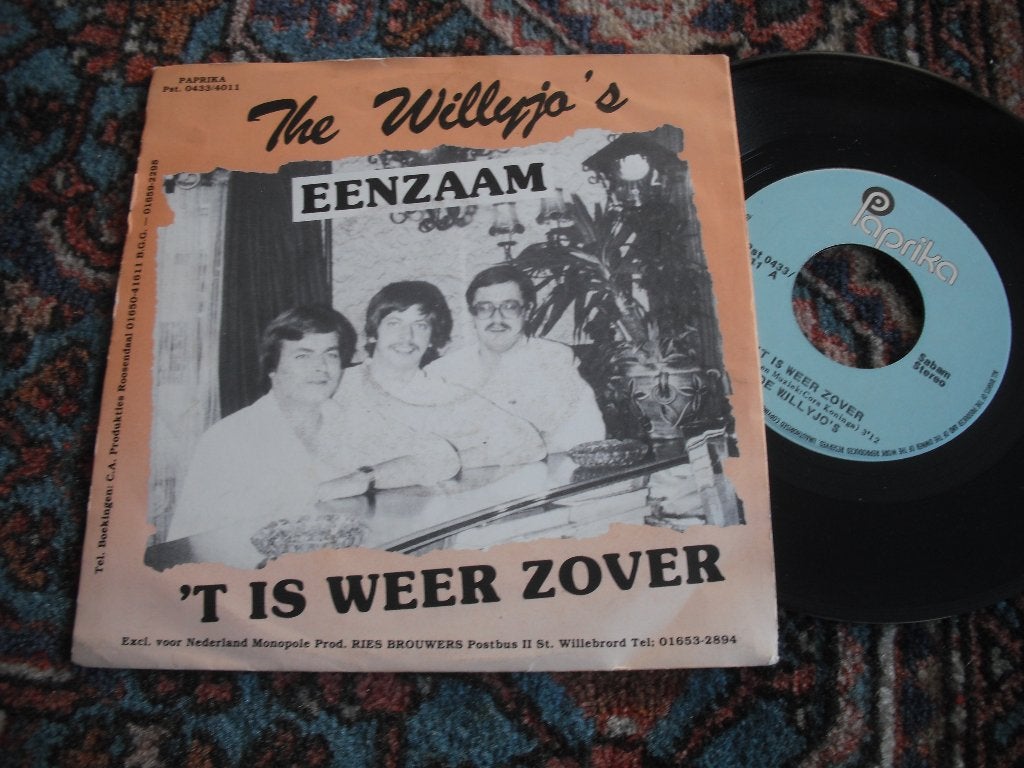 The Willyjo's - Eenzaam / 't is weer zover., Cd's en Dvd's, Vinyl | Nederlandstalig, Ophalen of Verzenden, Zo goed als nieuw, 12 inch