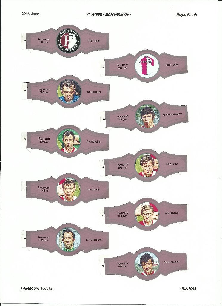 2008-2009 sigarenbandjes Royal Flush paars-zilver Feyenoord, Verzamelen, Ophalen of Verzenden, Zo goed als nieuw, Feyenoord, Overige typen