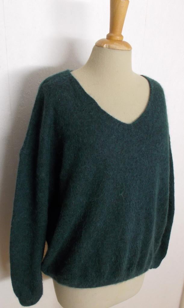 Alpaca merino wol mix zachte donkergroene trui van By-Bar! M, Kleding | Dames, Verzenden, Zo goed als nieuw, Maat 38/40 (M), Groen