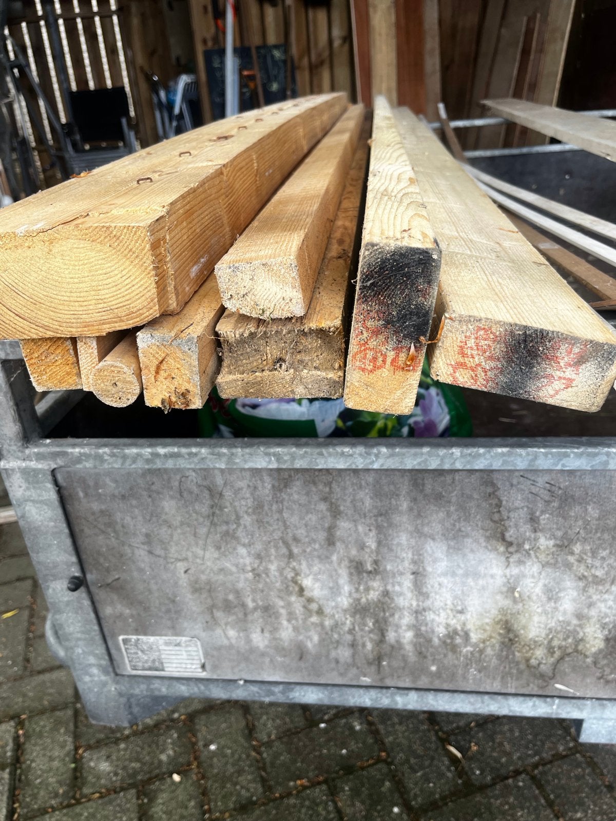 Diverse Houten Balken, platen en Planken, Gebruikt, Balk, Vuren, Ophalen