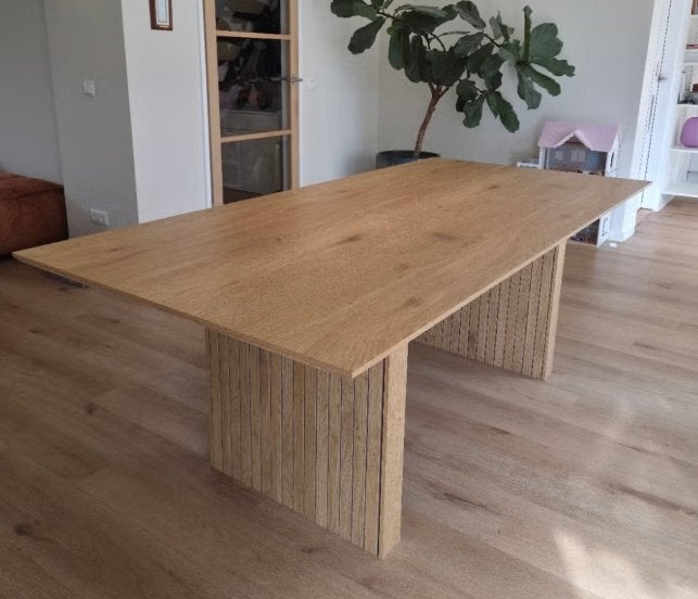 Japandi eettafel, 210cm, Huis en Inrichting, Ophalen, Japandi, Eikenhout, 200 cm of meer
