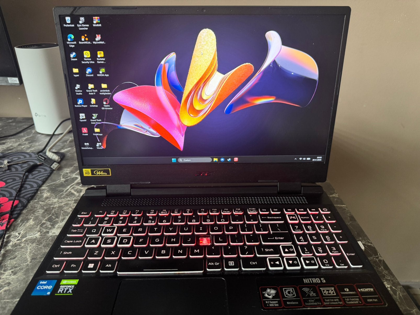 Acer nitro 5 gaming laptop, Computers en Software, Windows Laptops, Zo goed als nieuw, SSD, 4 Ghz of meer, Gaming, Ophalen