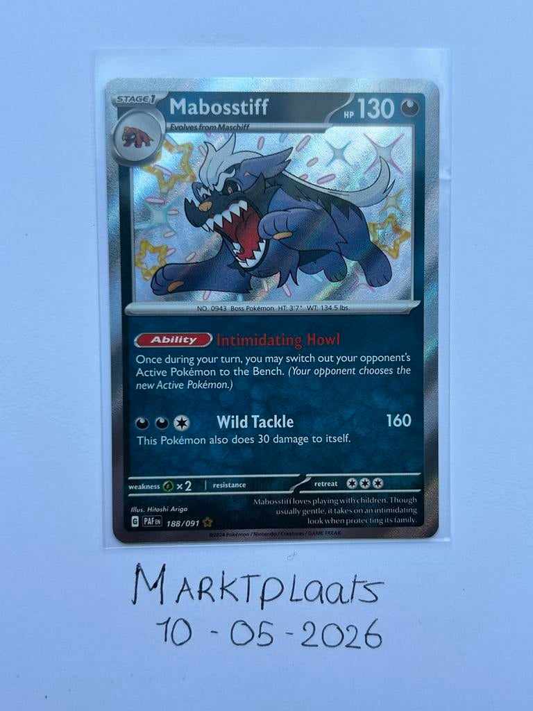 Mabosstiff 188/091 Holo Pokemon Kaart, Ophalen of Verzenden, Zo goed als nieuw, Losse kaart, Foil