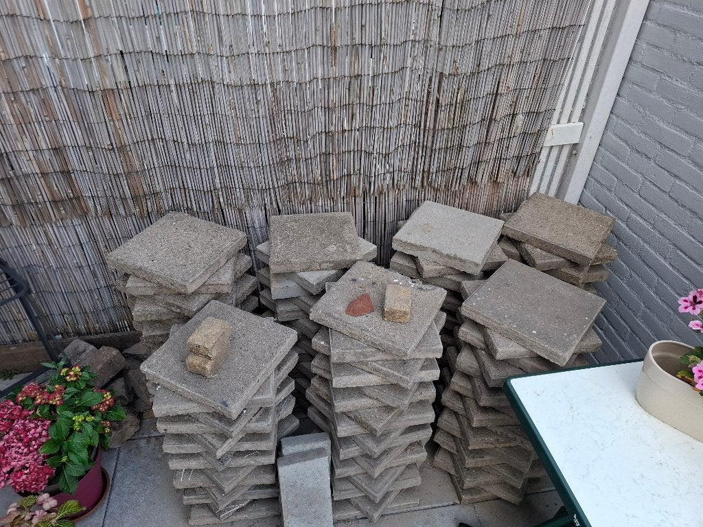 Aangeboden tegels, Tuin en Terras, Ophalen, Gebruikt, 10 m² of meer, Beton