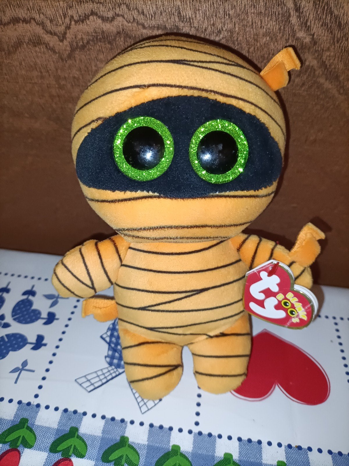 Ty Beanie Boo's "Mask" Mummy Halloween Knuffel 18 cm groot, Oranje, Overige typen, Ophalen of Verzenden, Klein (minder dan 20 cm)