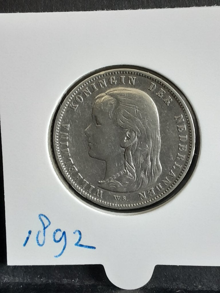 1 gulden 1892 Koningin Wilhelmina, 1 gulden, Verzenden, Zilver, Koningin Wilhelmina