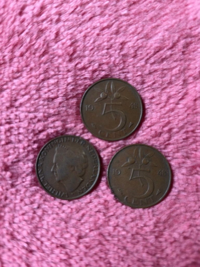 5 cent wilhelmina 1948, Ophalen of Verzenden, Koningin Wilhelmina, 1 cent, Losse munt