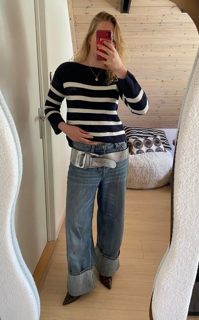 Gestreepte trui met rits detail, Kleding | Dames, Ophalen of Verzenden, Gedragen, Maat 34 (XS) of kleiner, Blauw