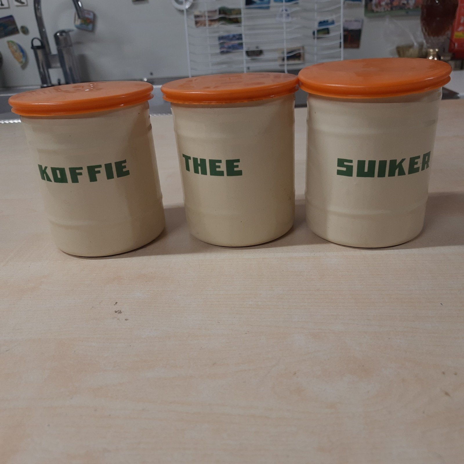 Vintage voorraadpotten set: Koffie, Thee, Suiker, Ophalen of Verzenden