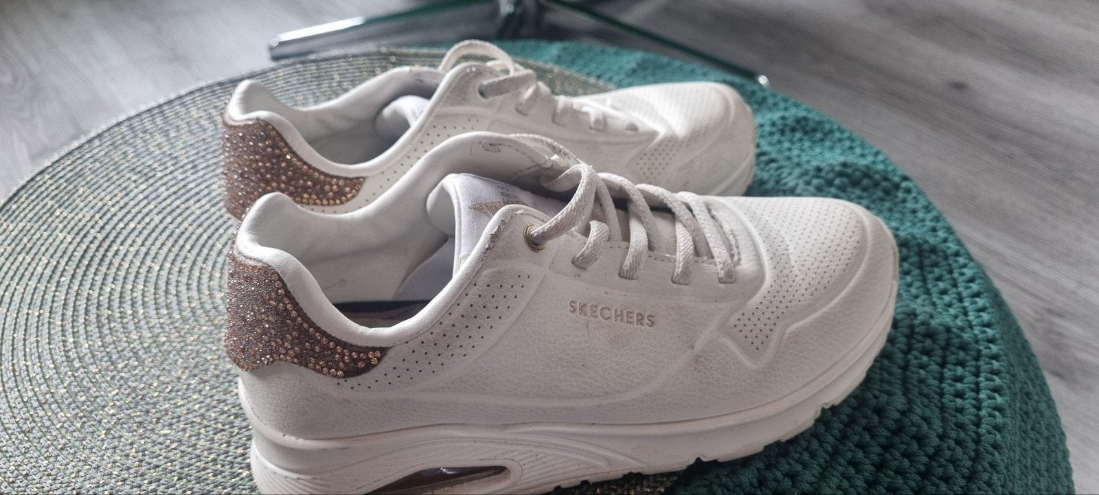 Skechers D'Lites sneakers wit met glitter, maat 36, Ophalen of Verzenden, Zo goed als nieuw