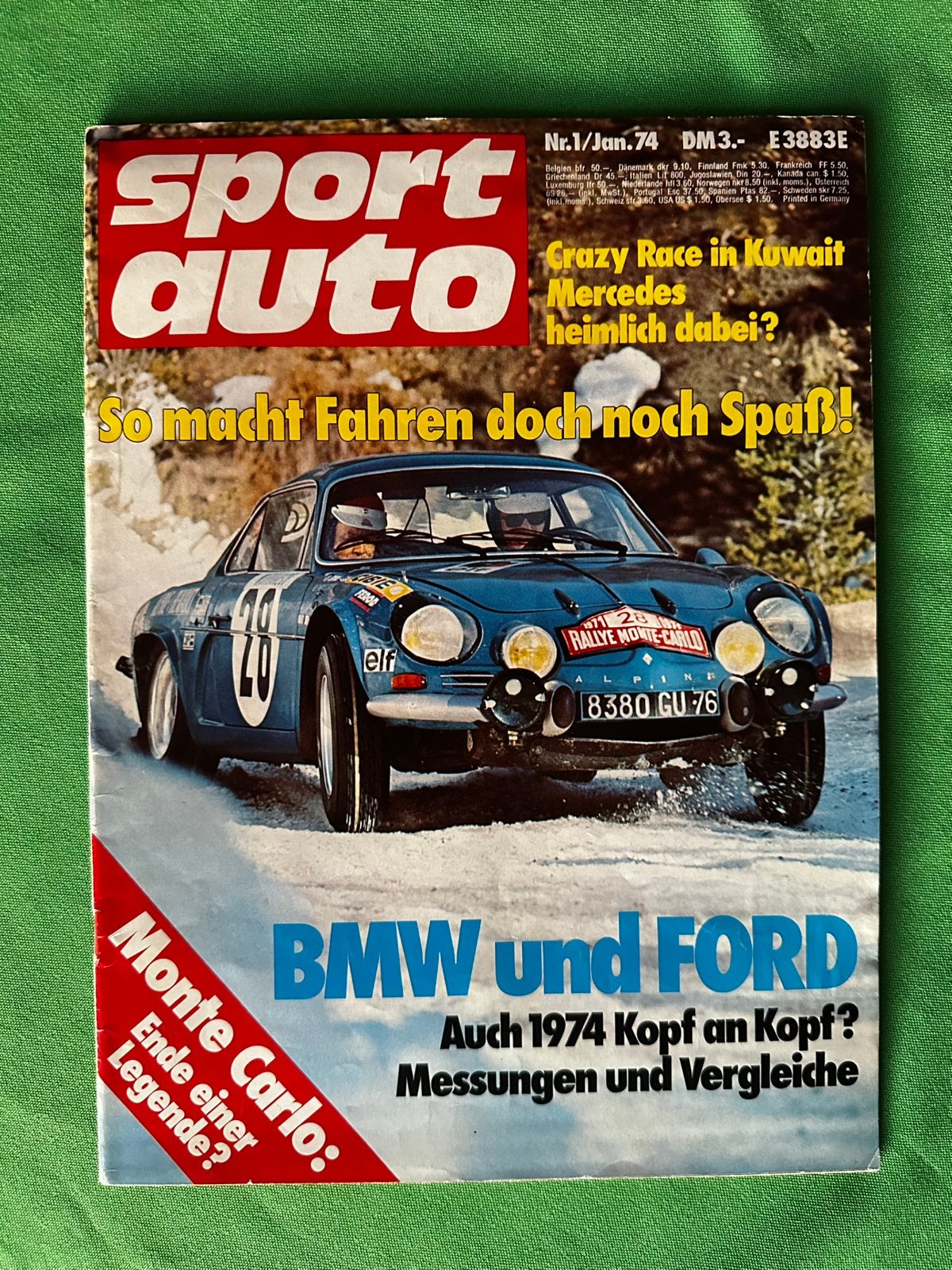 Sport Auto magazine nummer 1 januari 1974, Ophalen of Verzenden, Gebruikt, Auto's