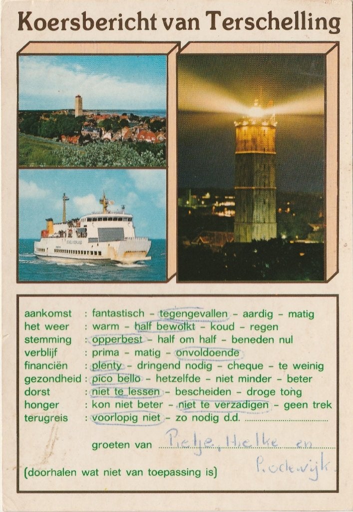 TERSCHELLING Koersbericht Panorama Veerboot, Verzenden, 1980 tot heden, Gelopen, Waddeneilanden