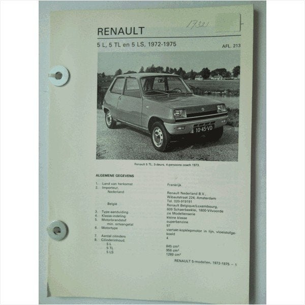 Renault 5 Vraagbaak losbladig 1972-1975 #1 Nederlands, Ophalen of Verzenden, Gelezen, Renault