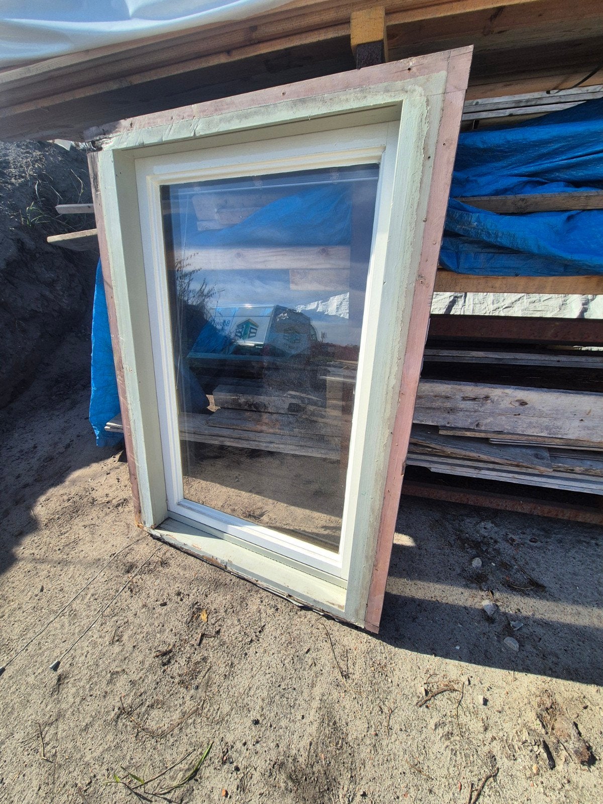Draaikiepraam enkel glas - 110x149 cm, Doe-het-zelf en Verbouw, Ophalen, Gebruikt, Hout