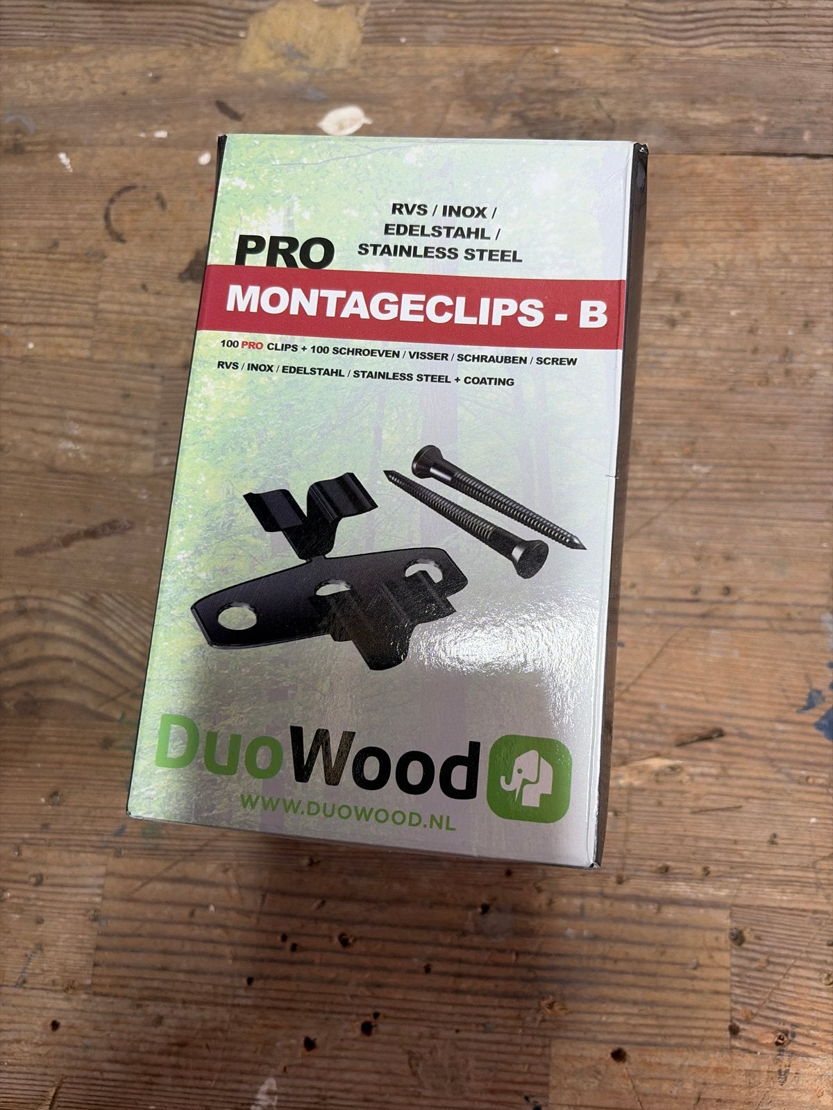 100x Duowood KD Bevestigingsclips Zwart met Schroeven, Ophalen of Verzenden, Nieuw, Overige typen, Rvs