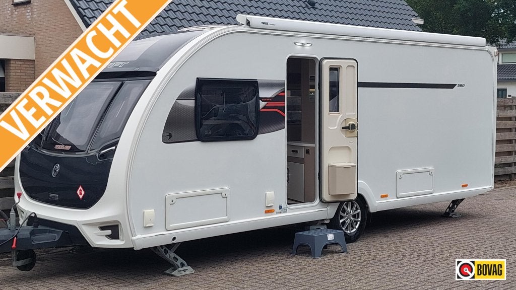 Swift Eccles 580 Queensb,Mover,Airco,, Caravans en Kamperen, Caravans, Standaardzit, Bedrijf, Schokbreker, Swift