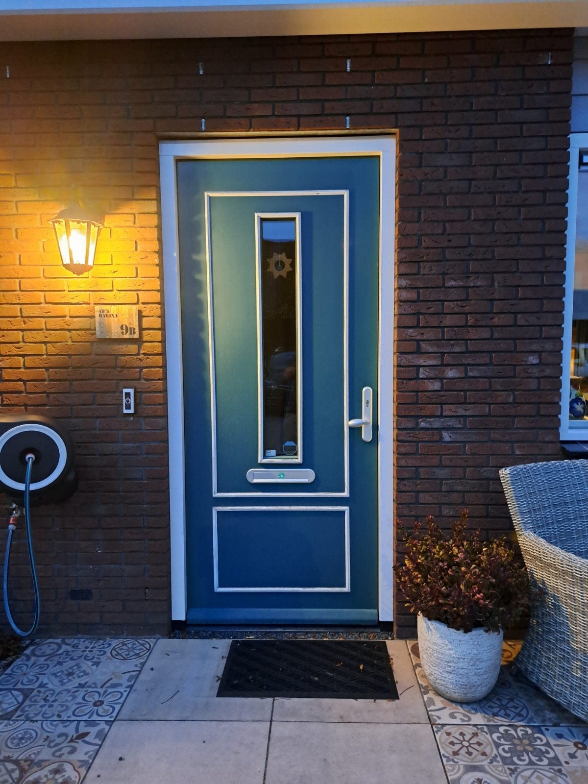 Moderne buitendeur met glas en brievenbus, Ophalen, Gebruikt, 80 tot 100 cm, 215 cm of meer