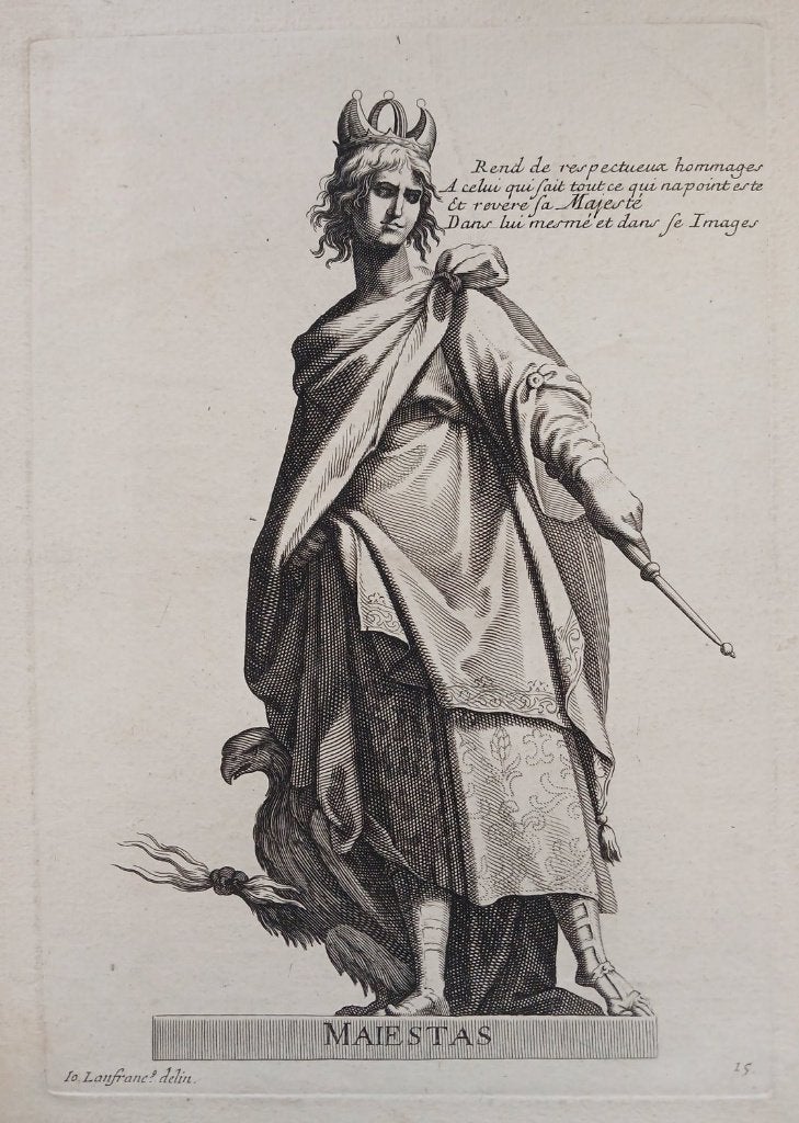 Maiestas gravure Giovanni Lanfranco gravure watermerk, Verzenden, Mythologie, Gravure, Blanco verso