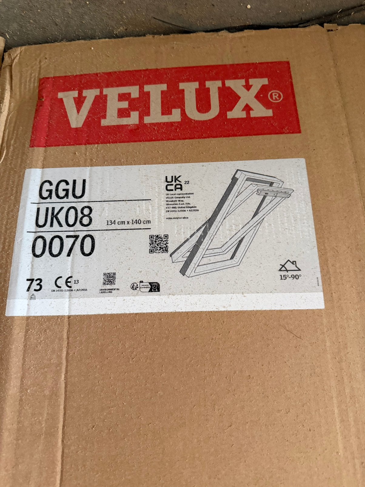 Velux dakraam kunstof 134x140cm nieuw compleet!!, Ophalen, Nieuw, Dubbelglas, 120 tot 160 cm