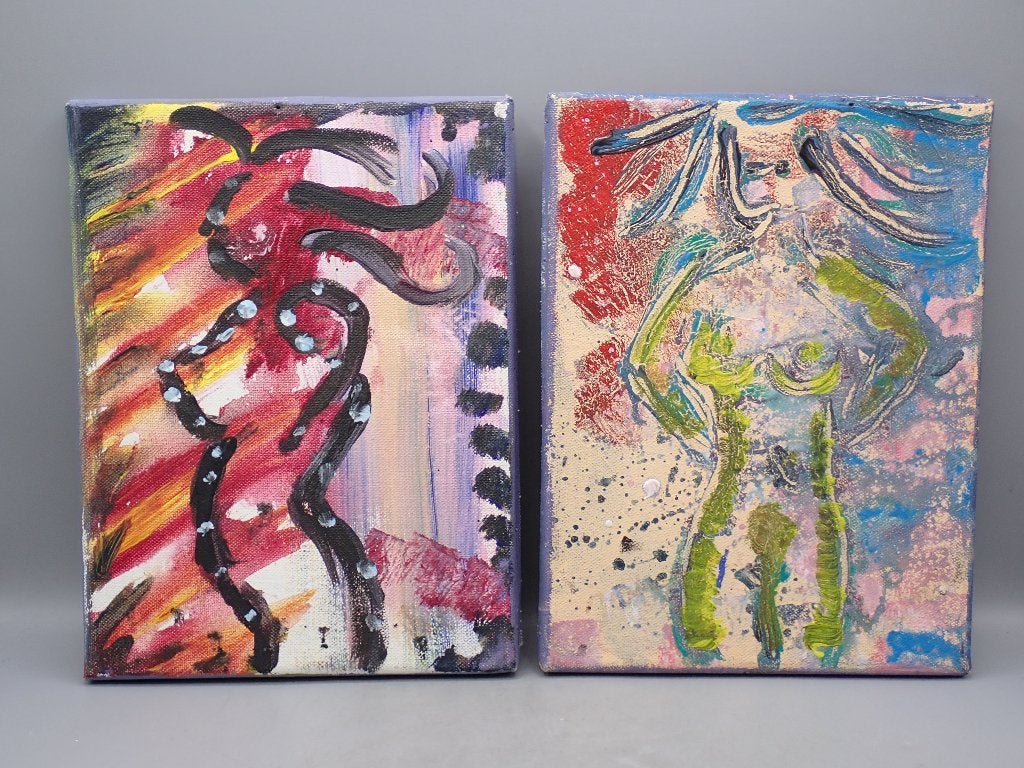 Tatum & Jennifer schilderijen, Handgeschilderd, Ophalen of Verzenden, Overige materialen, Figuren