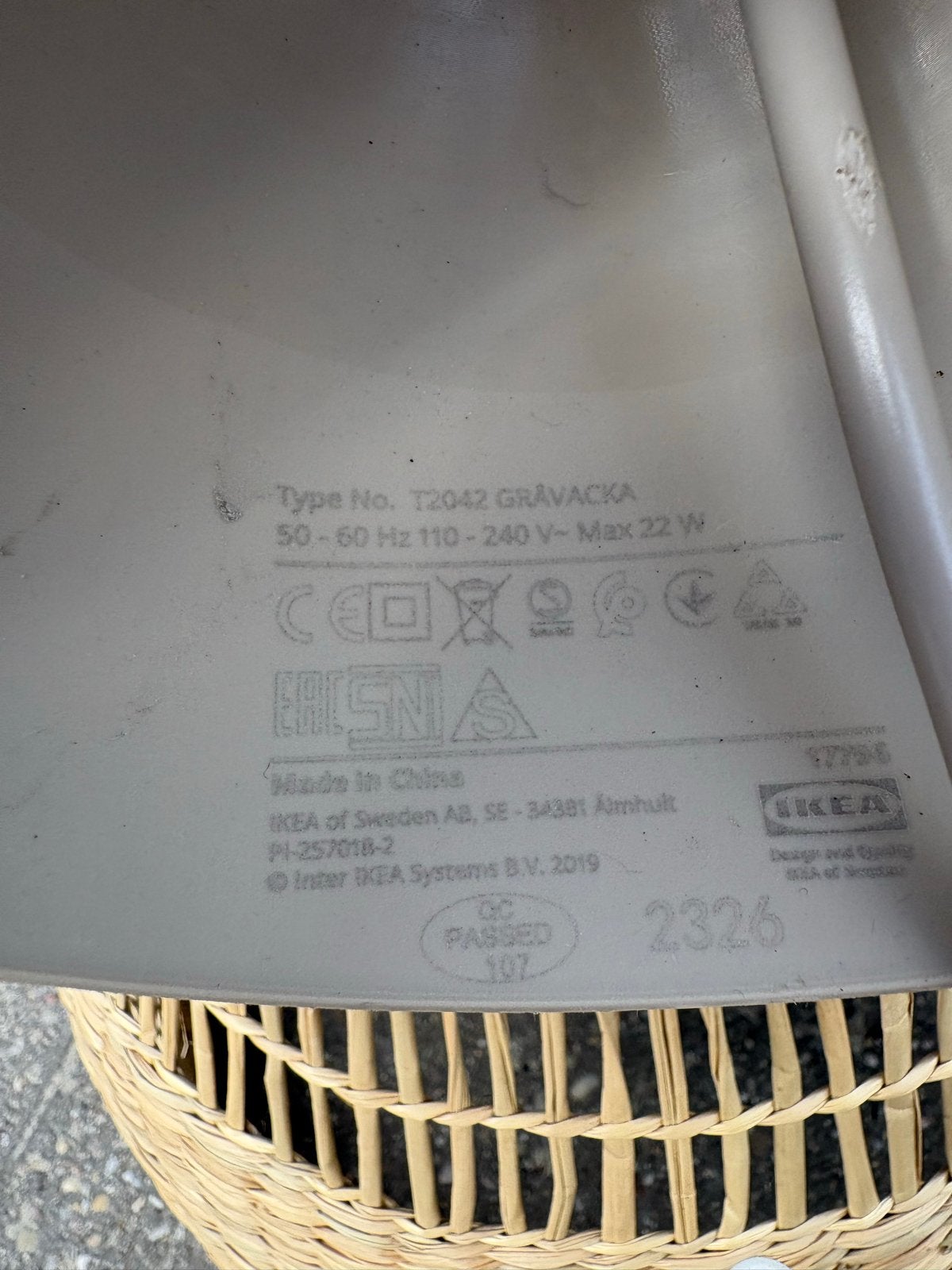 IKEA GRÅVACKA Rotan Lampenkap - Type T2042, Ophalen, Bohemian, Gebruikt, Natuurlijk materiaal
