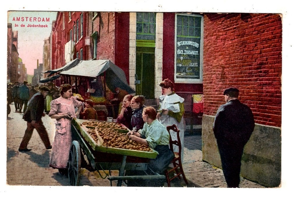 Amsterdam  Jodenhoek  1908 straatleven Markt, Verzenden, Voor 1920, Noord-Holland