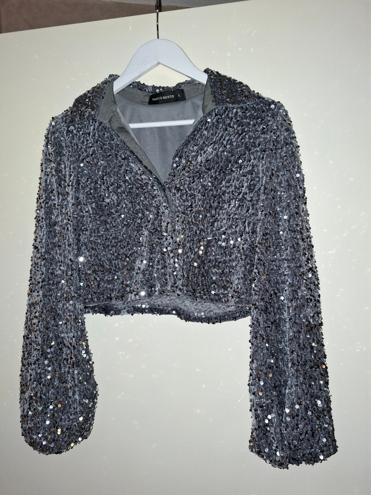 Guts & Gusto Cropped Sequin Jasje Maat L, Guts & Gusto, Maat 42/44 (L), Ophalen of Verzenden, Zo goed als nieuw
