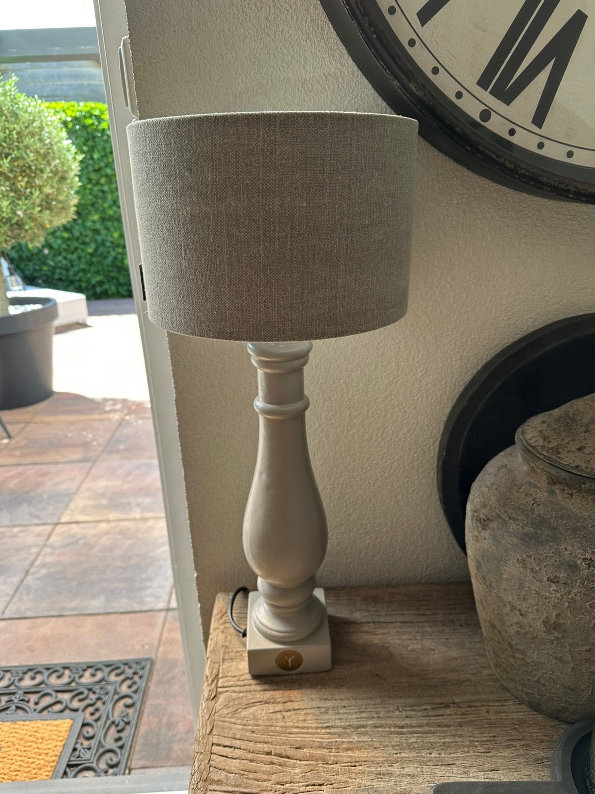Balusterlamp Brynxz compleet met stone kleur lampenkap, Ophalen, Zo goed als nieuw, Met kap, Landelijk