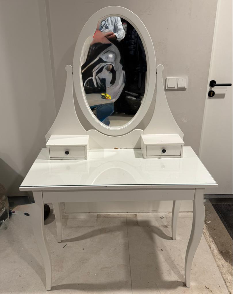Witte ikea kaptafel meisjes met spiegel en lades, Gebruikt, 100 tot 150 cm, Hout, 50 tot 100 cm
