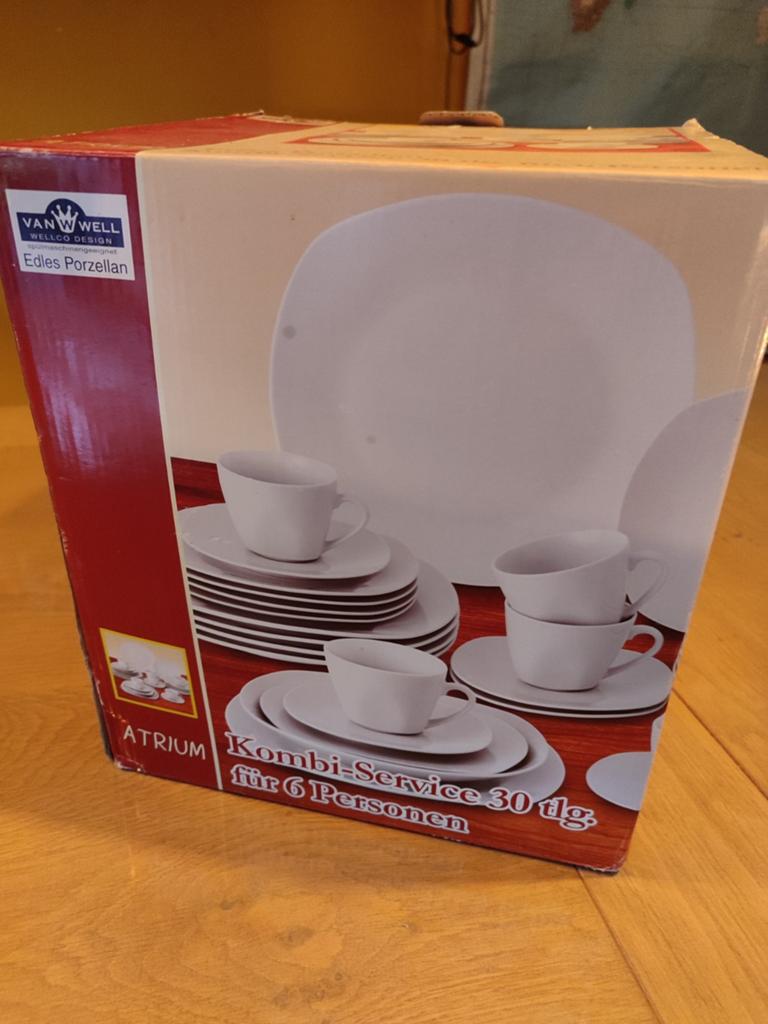 Van Well Atrium Kambi-Service 30-delig porseleinen servies, Nieuw, Ophalen of Verzenden, Effen, Porselein