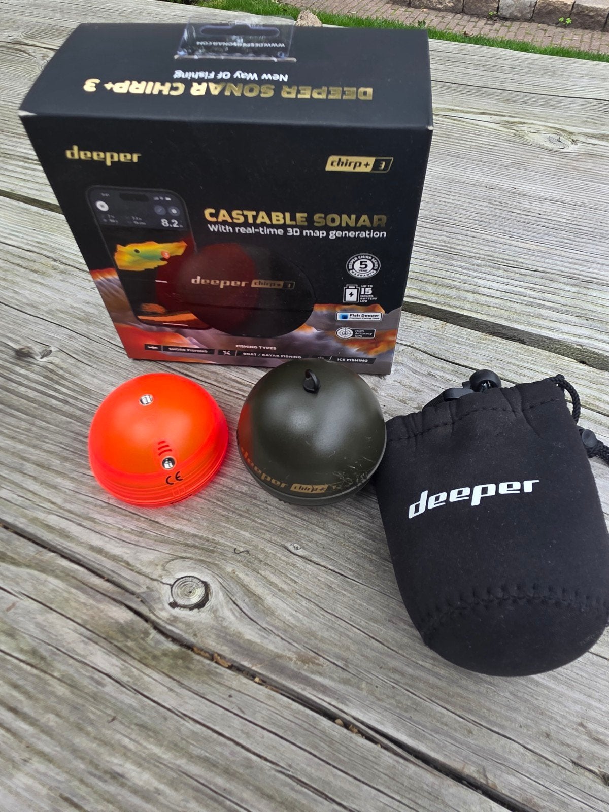 Deeper Chirp+ 3 Castable Sonar Fishfinder met accessoires, Watersport en Boten, Ophalen of Verzenden