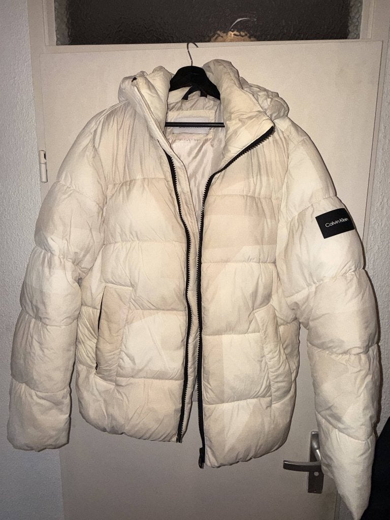 Calvin Klein Puffer Jacket - Crème/Wit, Wit, Ophalen of Verzenden, Zo goed als nieuw, Calvin Klein