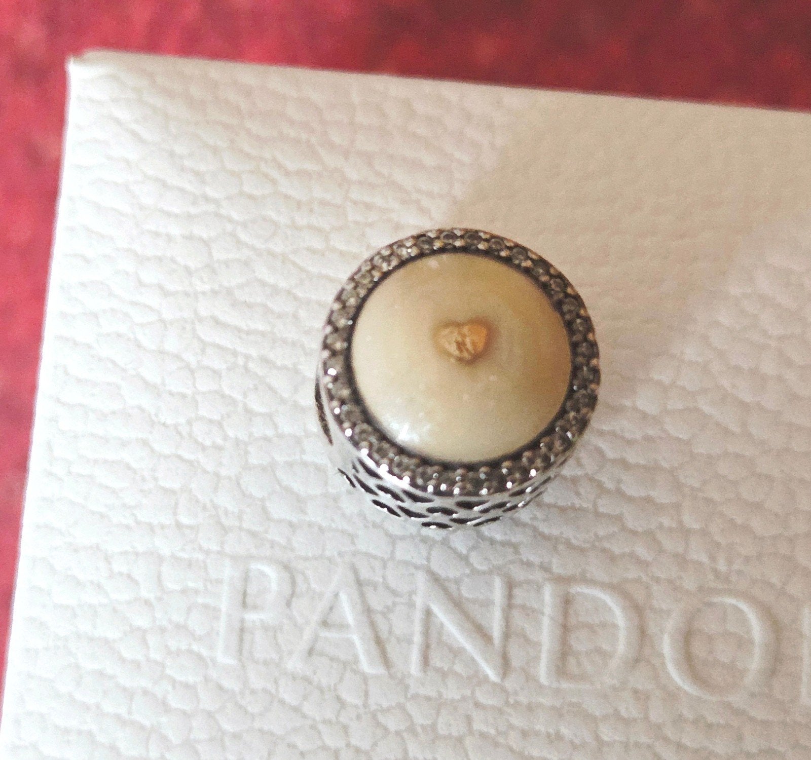 ZILVEREN PANDORA BEDEL MET EMAILLE EN 2 GOUDEN HARTJES, Ophalen, Zilver, Pandora, Met strass