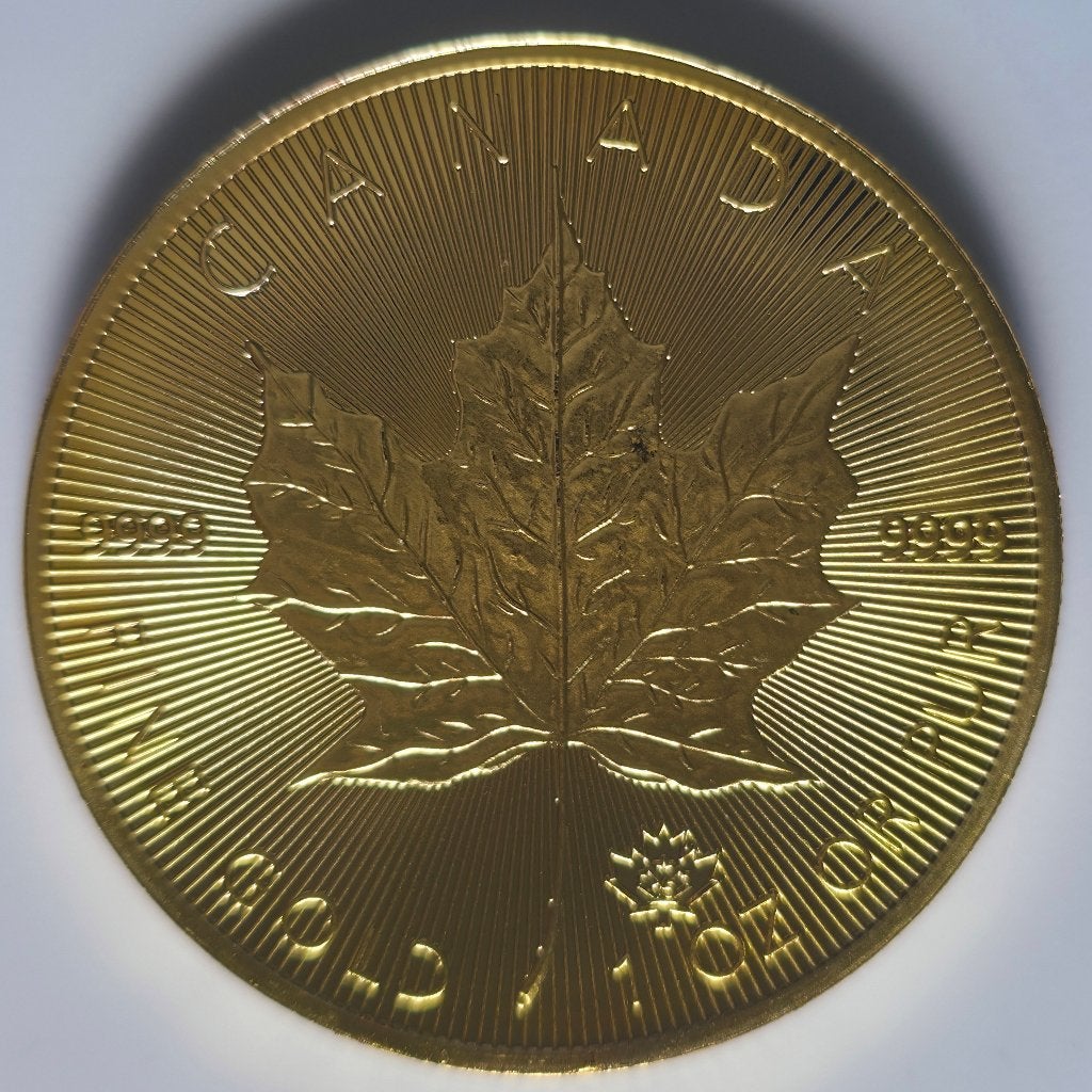 Replica van gouden 1 Oz Gold Maple Leaf — in capsule, Ophalen of Verzenden, Goud