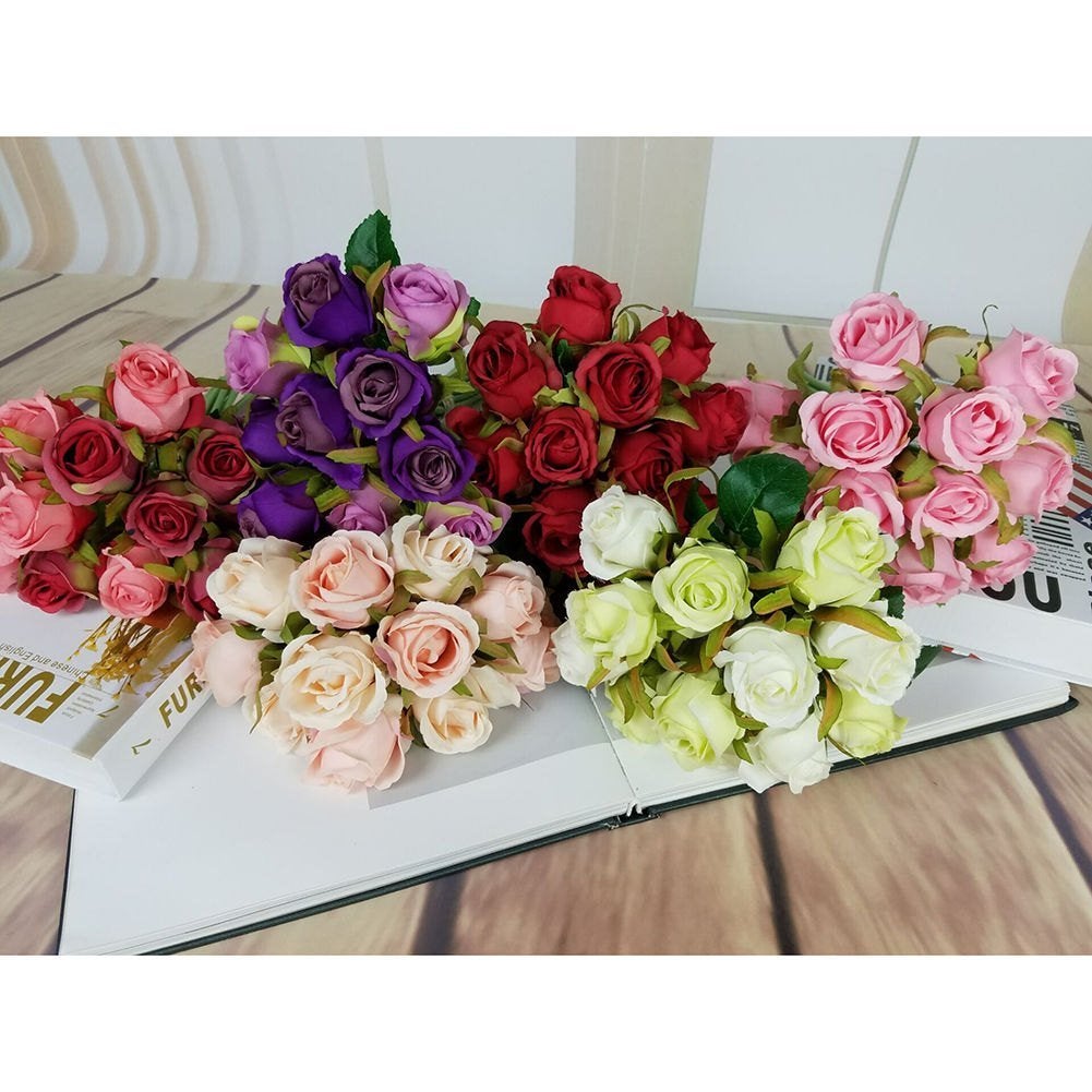 Kunst Rozen Boeket / Nep Bloemen Sier Kunstplant Roos, Huis en Inrichting, Verzenden, Nieuw, Kunstbloem