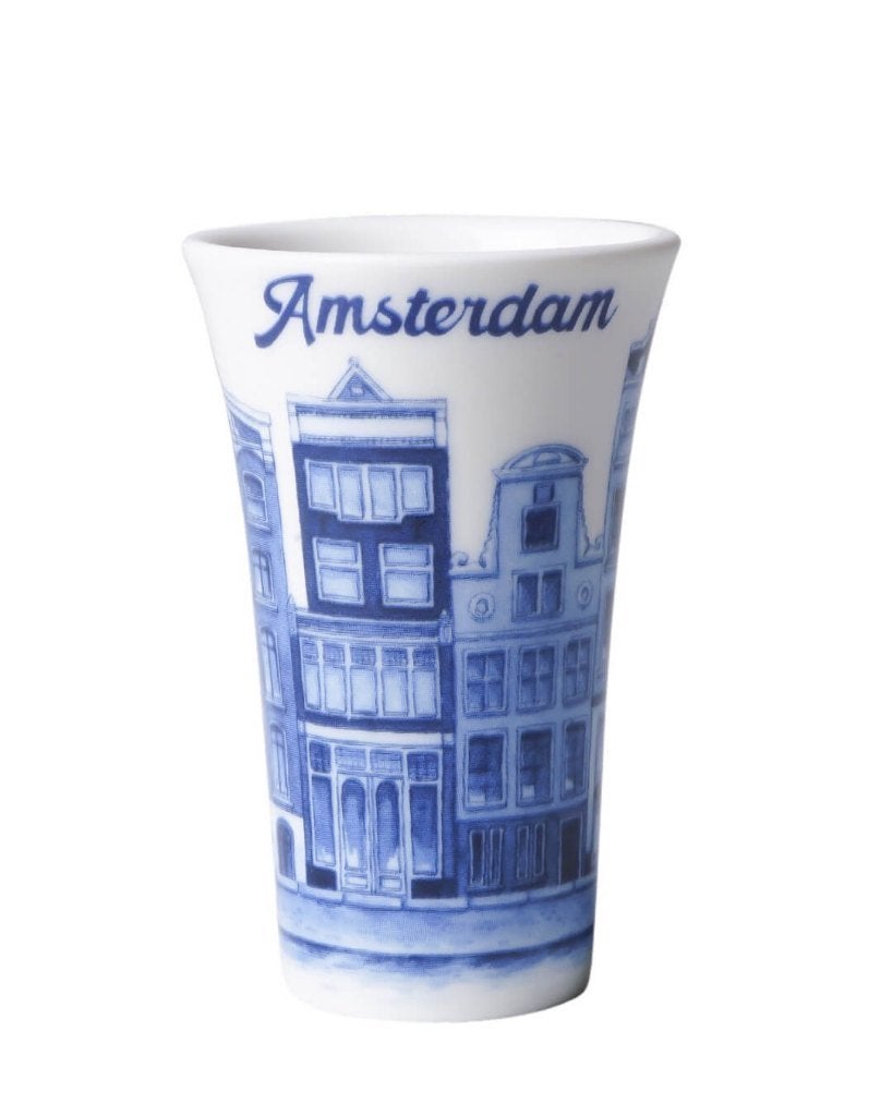 Heinen Delfts Blauw borrelbekertje Amsterdam D3008, Overige merken, Ophalen of Verzenden, Delftsblauw, Overige materialen