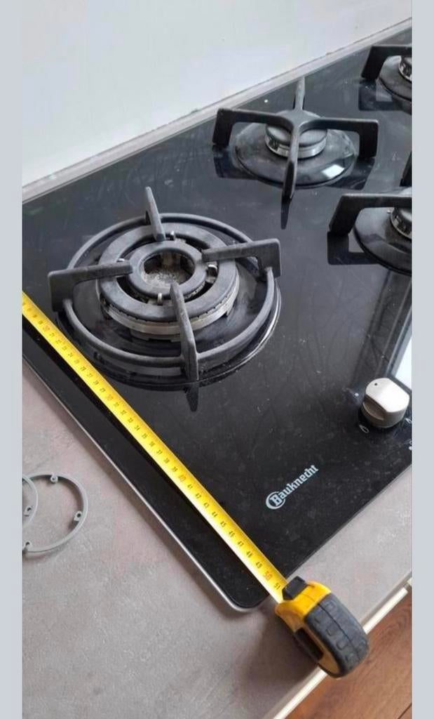 Bauknecht 5-pits gasfornuis - Zwart glas, Ophalen, Gebruikt, Inbouw, Gas