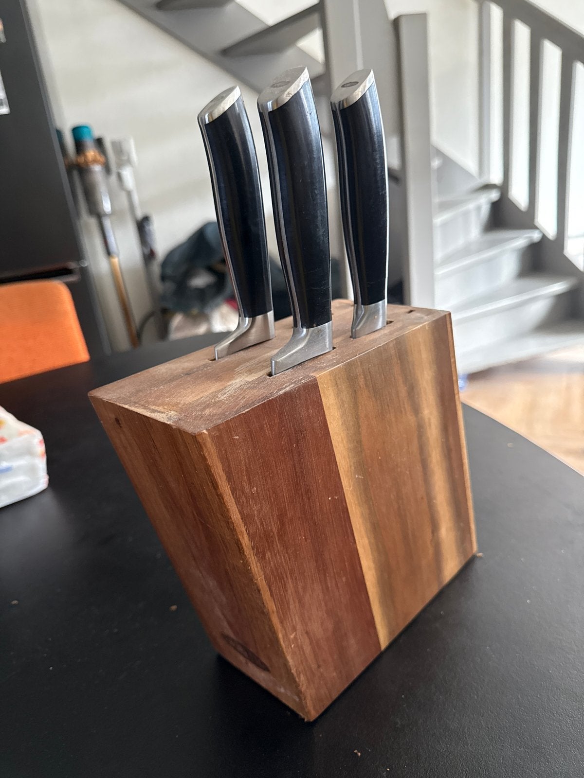 Boretti Messenset met Houten Blok - Zo goed als nieuw, Ophalen of Verzenden, Zo goed als nieuw, Overige merken, Rvs of Chroom