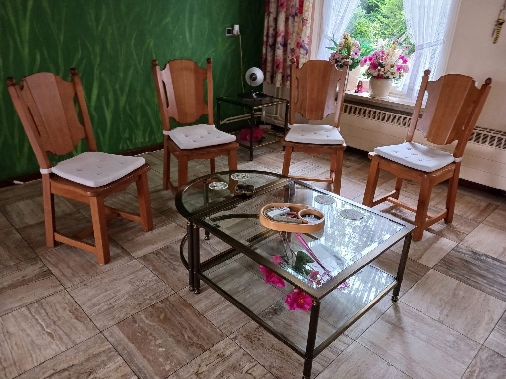 Te koop massief blank eiken eetkamerstoelen, Huis en Inrichting, Ophalen, Vintage, landelijk, Gebruikt, Overige kleuren