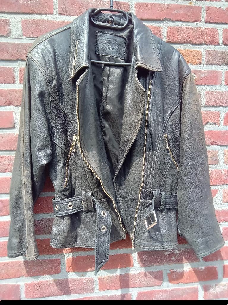 Leather jacket, Ophalen of Verzenden, Gedragen, Maat 38/40 (M), Zwart