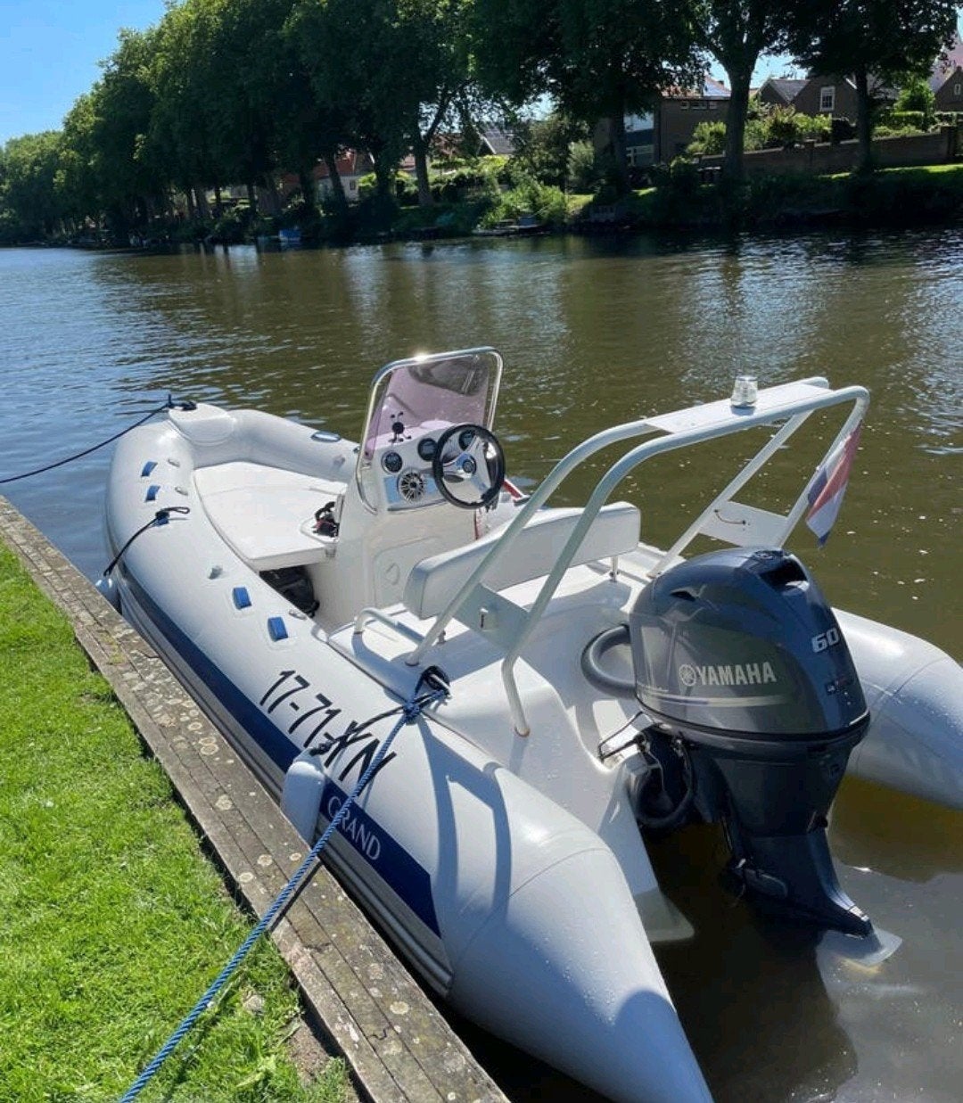 Grand Golden Line 480 RIB boot 60PK zonnedek biminitop radio, Watersport en Boten, Ophalen, Gebruikt, Minder dan 70 pk, 60 pk