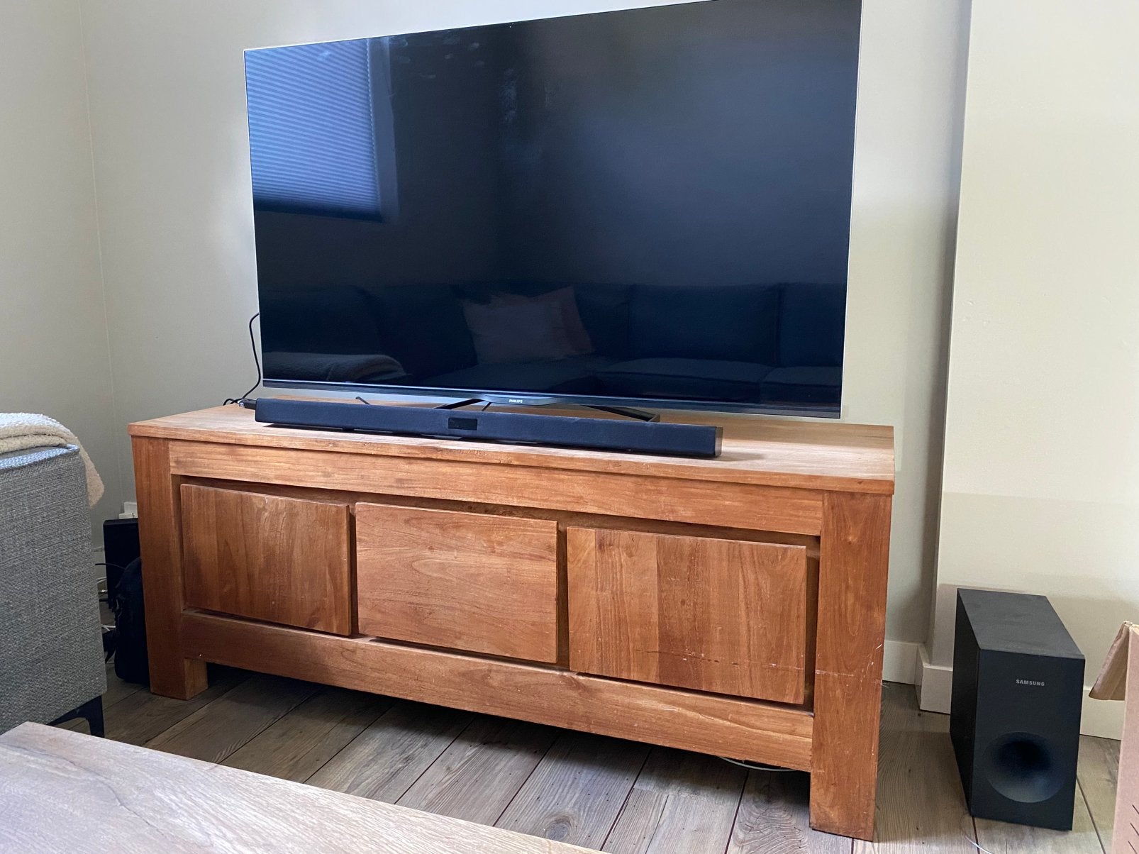 Tv meubel, Huis en Inrichting, Kasten | Televisiemeubels, Ophalen, 100 tot 150 cm, Zo goed als nieuw, Minder dan 100 cm