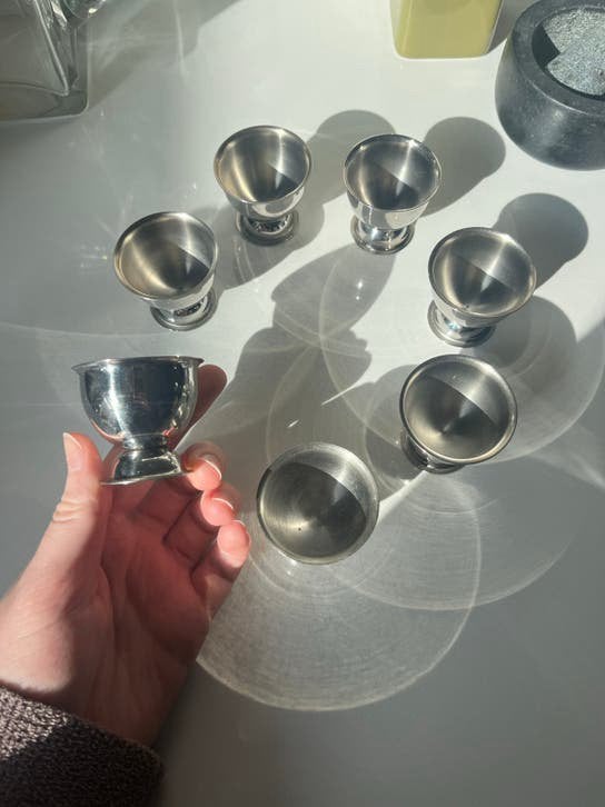 Set van 7 vintage eierdopjes, Antiek en Kunst, Ophalen of Verzenden