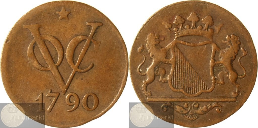 V.O.C. - Utrecht - ½ Duit 1790 - Batavia - ZELDZAAM, Postzegels en Munten, Munten | Nederland, Ophalen of Verzenden, Vóór koninkrijk