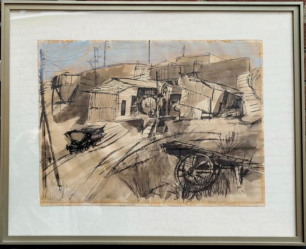 Guus de Ruiter - Zoutmijn in Polanco, Spanje, Antiek en Kunst, Kunst | Schilderijen | Klassiek, Ophalen of Verzenden