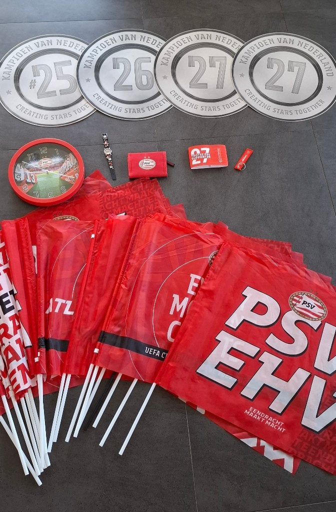PSV fanartikelen - klok / horloge / vlaggen /schalen etc., Ophalen of Verzenden, Zo goed als nieuw, PSV, Overige typen