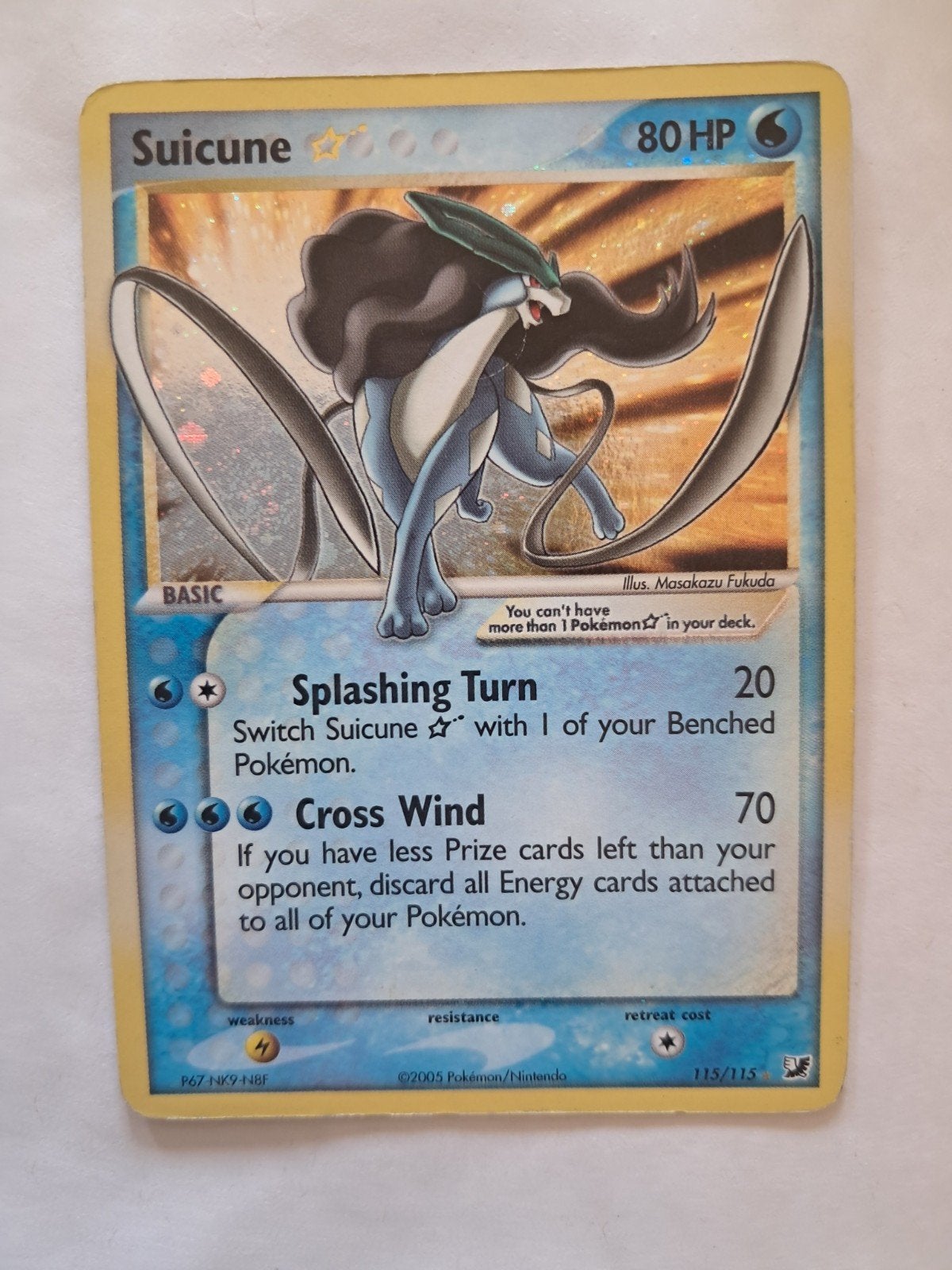 Suicune Goldstar 115/115 Unseen Forces, Ophalen of Verzenden, Zo goed als nieuw, Losse kaart, Foil