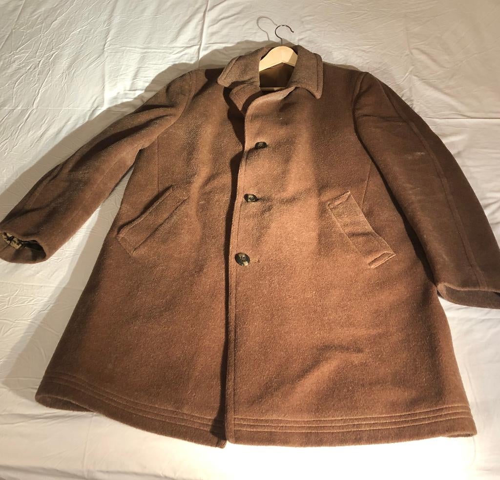 Vintage San Giorgio Mantel Wol / Mohair Sz. 58 Bruin IZGS!!, Ophalen, Gedragen, Maat 56/58 (XL), Bruin