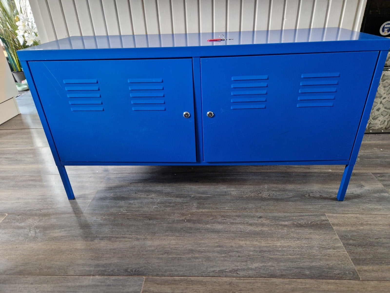 IKEA metaal kastje blauw, Ophalen, Gebruikt